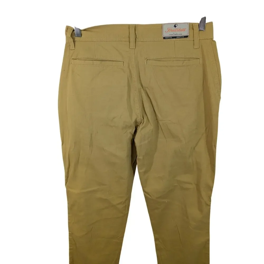 NWT! HALLSTATT/KOHL'S! PALE MUSTARD COTTON HIGH WAIST RELAXED PANTS! SZ 32 X 32